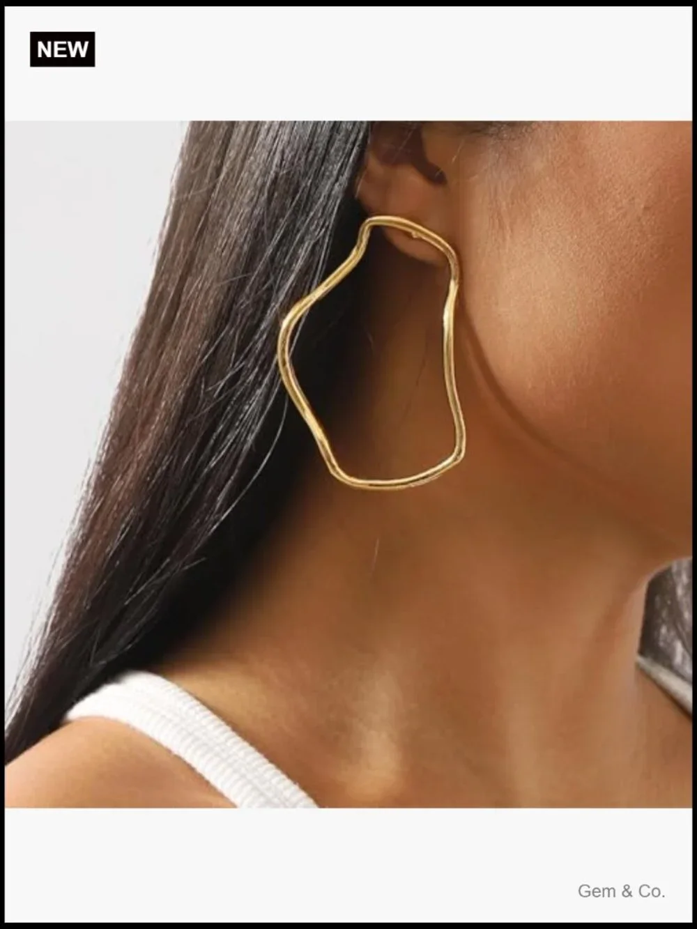 Geometric Hoop Earrings Bold Gold Chunky Irregular Statement Earrings Gold